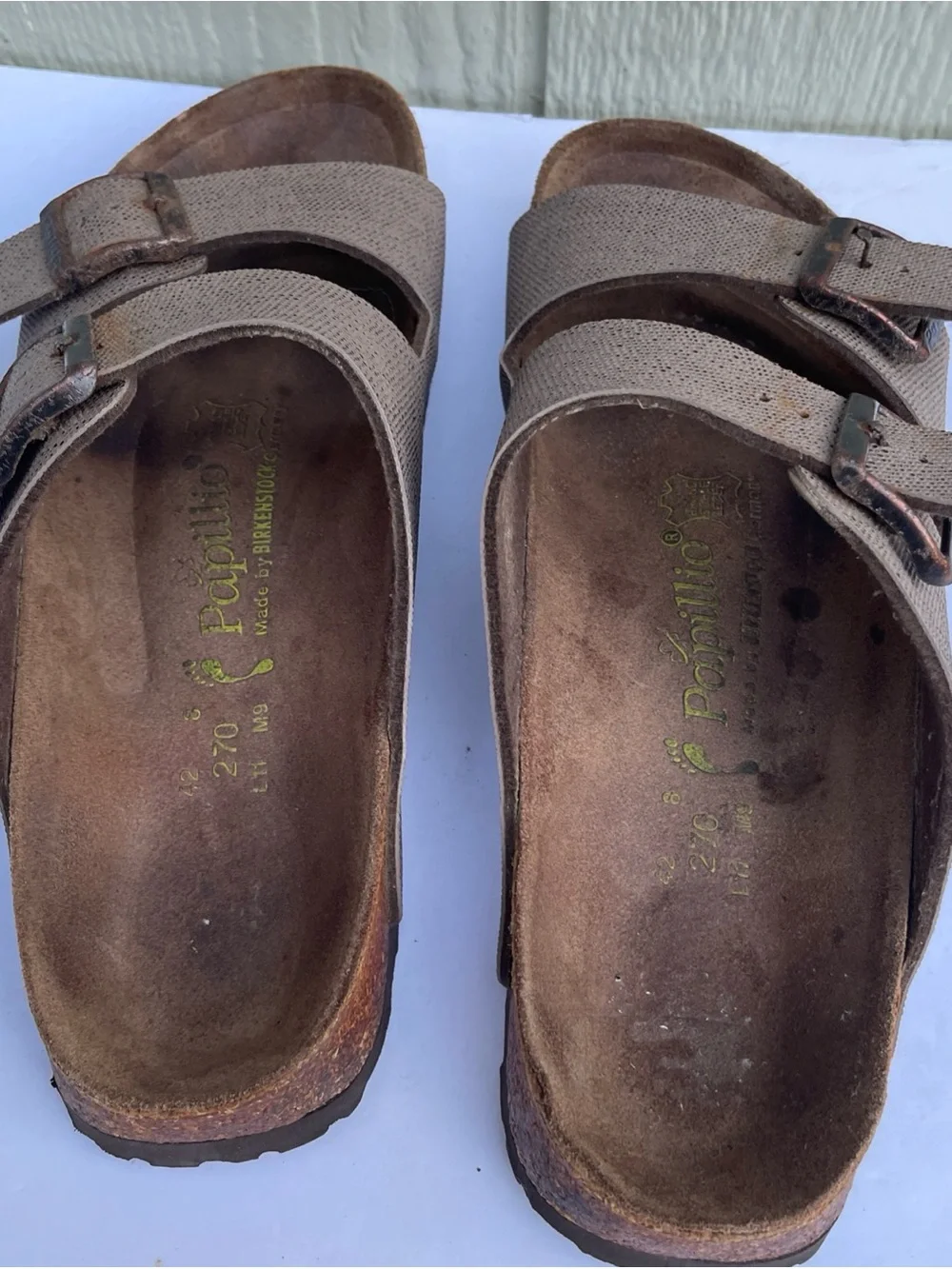 BIRKENSTOCK Paoillio Mens 9 W 11 Arizona Birkibuc Sandals Brown FLAW